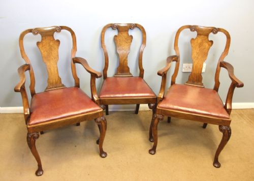 fig 1. Set of Six Walnut Dining Chairs Queen Anne Style