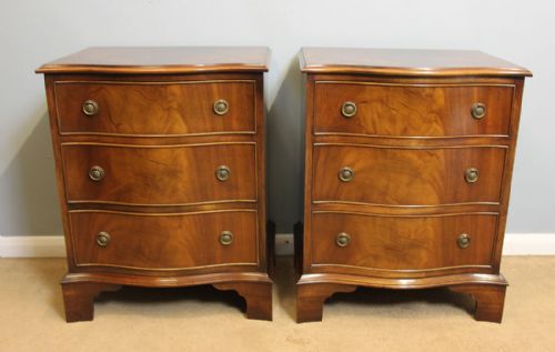 Pair Georgian Style Mahogany Beside Cabinets Chests of Drawers
