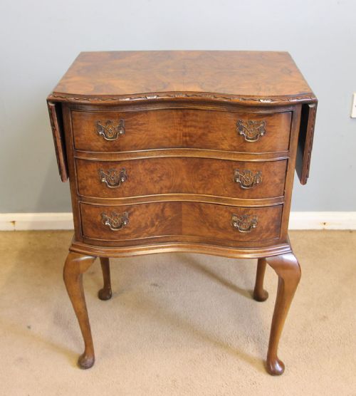 Burr Walnut Antique Bedside Lamp Table