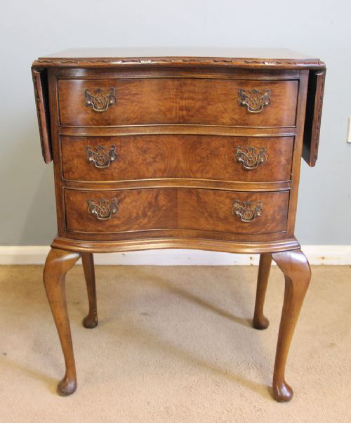 fig 1. Burr Walnut Antique Bedside Lamp Table