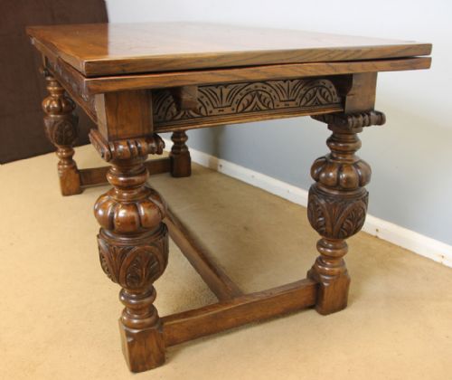fig 1. Oak Refectory Draw Leaf Farmhouse Extending Dining Table