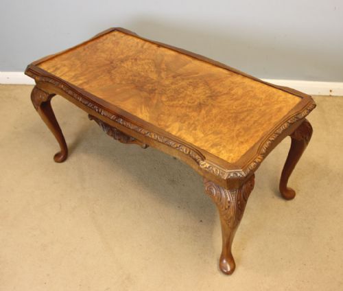 Queen Anne Style Burr Walnut Coffee Table