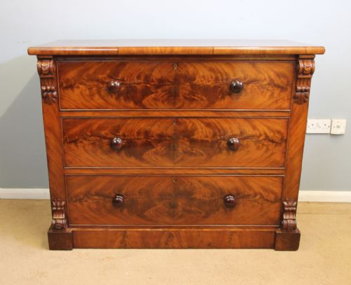 Victorian Large Antique Figured Mahogany Chest of Drawers