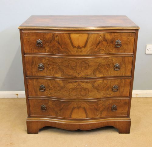 Burr Walnut Serpentine Antique Chest of Drawers