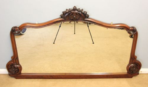 Victorian Large Mahogany Framed Wall Overmantle Mirror