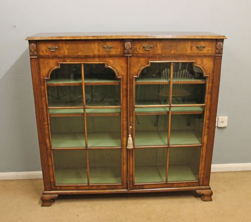 Antique Walnut Cabinet Bookcase