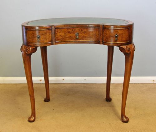 Antique Burr Walnut Kidney Shaped Ladies Writing Desk