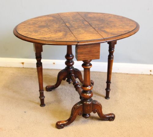 ANTIQUE BURR WALNUT BABY SUTHERLAND OCCASIONAL TABLE - ADDITIONAL PHOTO 3
