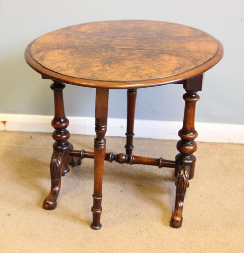 ANTIQUE BURR WALNUT BABY SUTHERLAND OCCASIONAL TABLE - ADDITIONAL PHOTO 5
