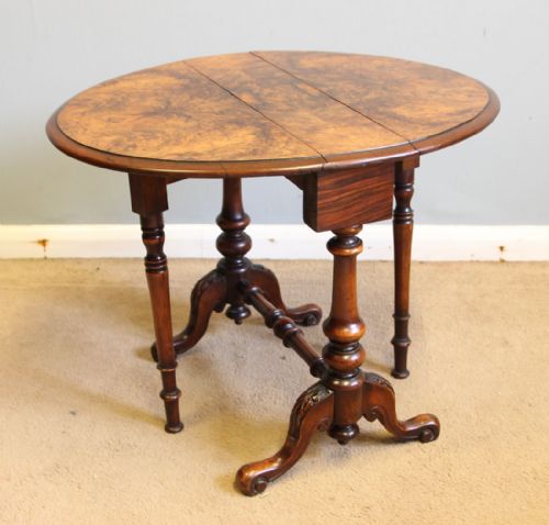 ANTIQUE BURR WALNUT BABY SUTHERLAND OCCASIONAL TABLE - ADDITIONAL PHOTO 8