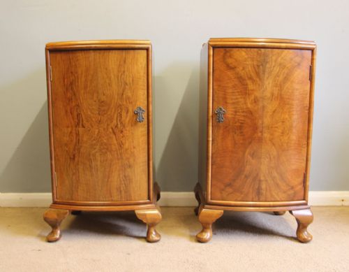 fig 1. Antique Pair Walnut Bedside Cabinets