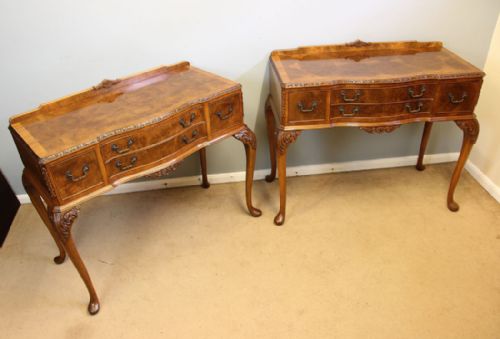 fig 1. Pair Antique Quality Burr Walnut Console Side Tables