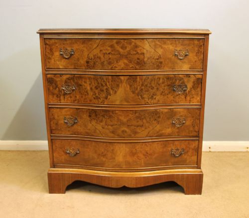 Antique Burr Walnut Serpentine Chest of Drawers