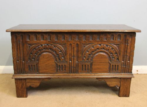 Antique Small Oak Coffer Chest