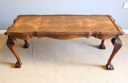 Antique Burr Walnut Large Coffee Table