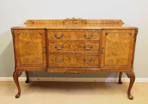 Antique Quality Breakfront Burr Walnut Sideboard