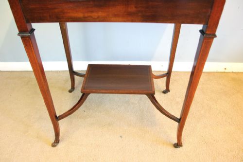 ANTIQUE EDWARDIAN INLAID MAHOGANY PEMBROKE SIDE TABLE - ADDITIONAL PHOTO 9