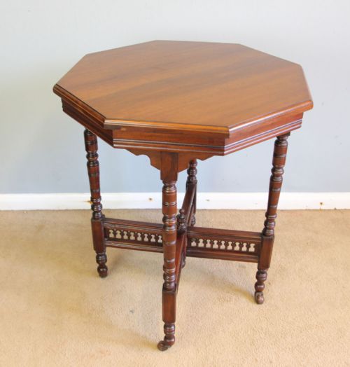 Antique Walnut Octagonal Occasional Lamp Centre Table