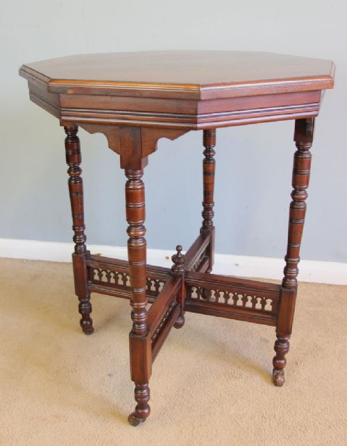 fig 1. Antique Walnut Octagonal Occasional Lamp Centre Table