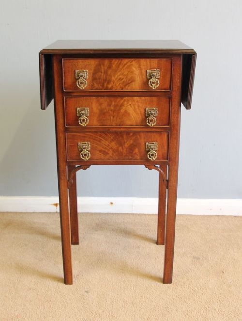 Antique Small Drop Leaf Mahogany Bedside Lamp Table