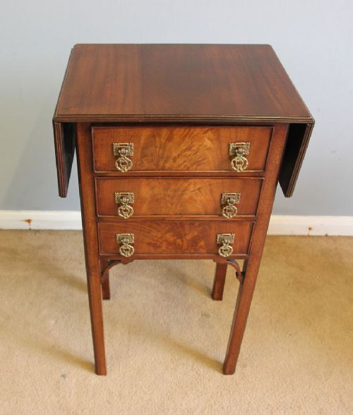 fig 1. Antique Small Drop Leaf Mahogany Bedside Lamp Table