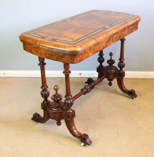 fig 1. Antique Victorian Burr Walnut Inlaid Card Games Table