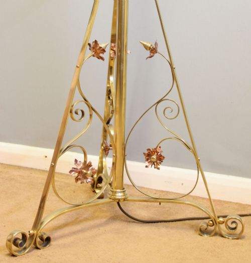 ANTIQUE BRASS FLOOR STANDARD LAMP - ADDITIONAL PHOTO 4