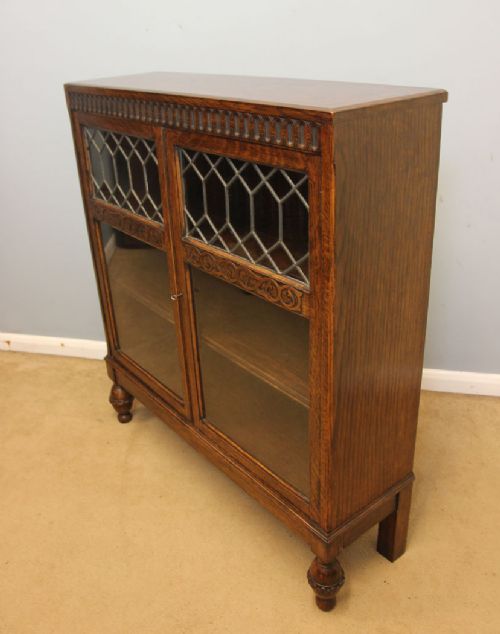 fig 1. Antique Small Oak Cabinet Bookcase