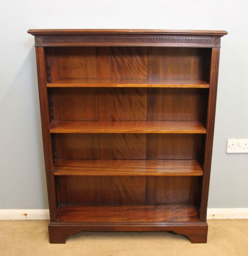 Antique Small Slim Mahogany Open Bookcase