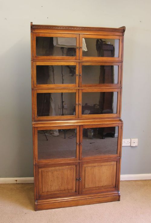 Antique Mahogany Globe Wernicke Style Stacking Library Cupboard Bookcase
