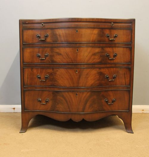 Antique Mahogany Small Georgian Style Serpentine Chest of Drawers,