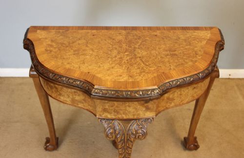 QUEEN ANNE STYLE BURR WALNUT SIDE GAMES CARD TABLE - ADDITIONAL PHOTO 1