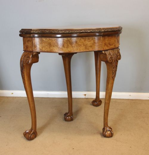 QUEEN ANNE STYLE BURR WALNUT SIDE GAMES CARD TABLE - ADDITIONAL PHOTO 2