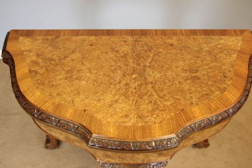 QUEEN ANNE STYLE BURR WALNUT SIDE GAMES CARD TABLE - ADDITIONAL PHOTO 3