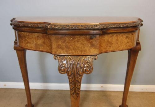 QUEEN ANNE STYLE BURR WALNUT SIDE GAMES CARD TABLE - ADDITIONAL PHOTO 5