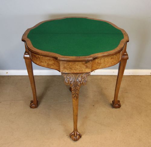 QUEEN ANNE STYLE BURR WALNUT SIDE GAMES CARD TABLE - ADDITIONAL PHOTO 10