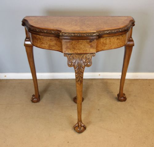 QUEEN ANNE STYLE BURR WALNUT SIDE GAMES CARD TABLE - ADDITIONAL PHOTO 12