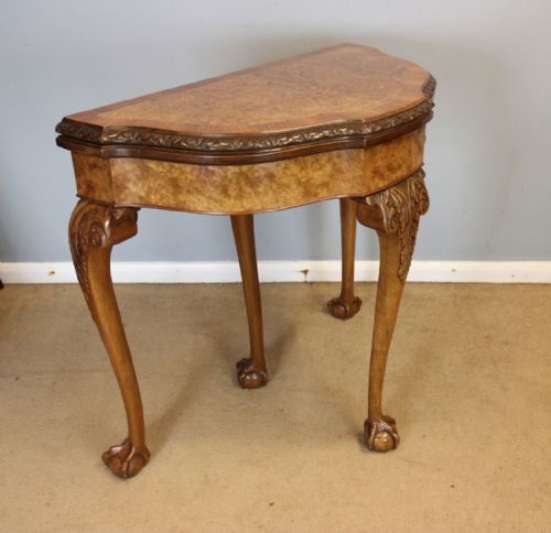 QUEEN ANNE STYLE BURR WALNUT SIDE GAMES CARD TABLE - ADDITIONAL PHOTO 13