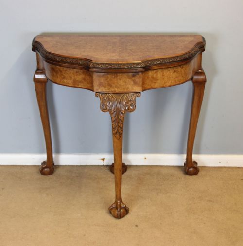QUEEN ANNE STYLE BURR WALNUT SIDE GAMES CARD TABLE - ADDITIONAL PHOTO 15