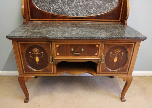 ANTIQUE SUPERB QUALITY INLAID MAHOGANY WASHSTAND - ADDITIONAL PHOTO 1