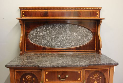 ANTIQUE SUPERB QUALITY INLAID MAHOGANY WASHSTAND - ADDITIONAL PHOTO 2