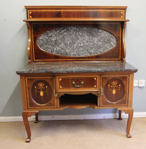 ANTIQUE SUPERB QUALITY INLAID MAHOGANY WASHSTAND - ADDITIONAL PHOTO 11