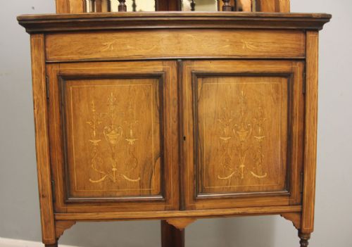 ANTIQUE LATE 19TH CENTURY ROSEWOOD INLAID CORNER CABINET - ADDITIONAL PHOTO 1