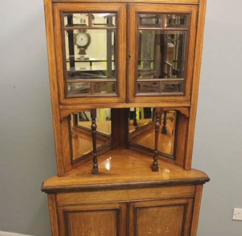 ANTIQUE LATE 19TH CENTURY ROSEWOOD INLAID CORNER CABINET - ADDITIONAL PHOTO 5