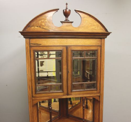 ANTIQUE LATE 19TH CENTURY ROSEWOOD INLAID CORNER CABINET - ADDITIONAL PHOTO 6