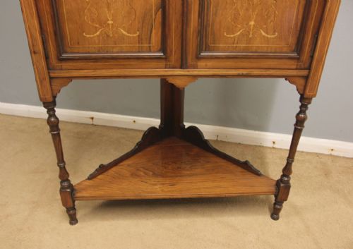 ANTIQUE LATE 19TH CENTURY ROSEWOOD INLAID CORNER CABINET - ADDITIONAL PHOTO 8