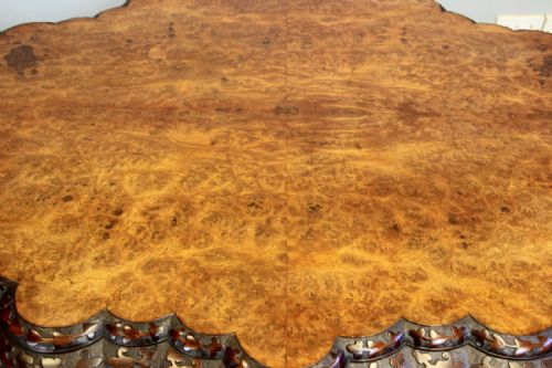 QUALITY VICTORIAN CENTRE BURR WALNUT DINING TABLE - ADDITIONAL PHOTO 4