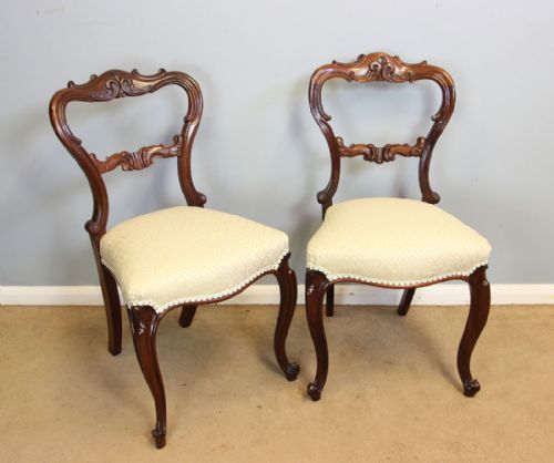 ANTIQUE SET SIX VICTORIAN BALLOON BACK DINING CHAIRS - ADDITIONAL PHOTO 1
