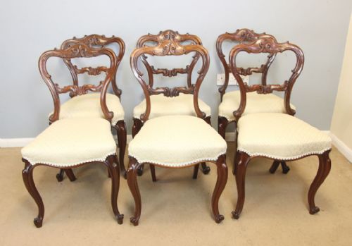 ANTIQUE SET SIX VICTORIAN BALLOON BACK DINING CHAIRS - ADDITIONAL PHOTO 2