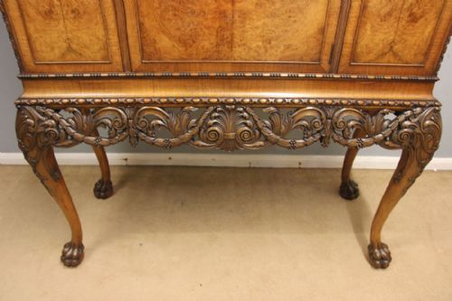 ANTIQUE BURR WALNUT COCKTAIL DRINKS CABINET SIDE CABINET - ADDITIONAL PHOTO 10